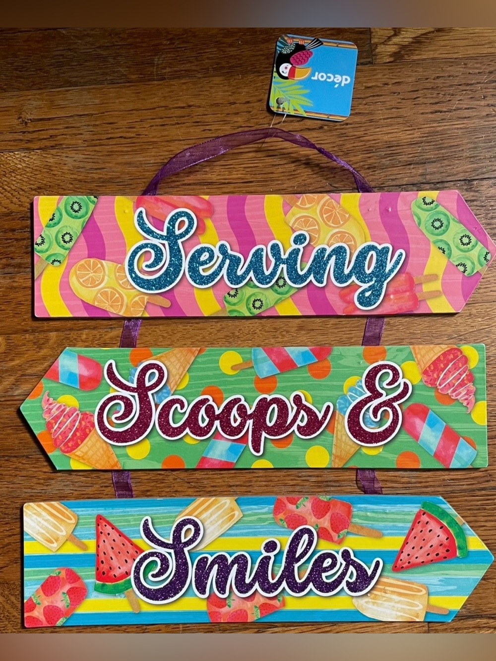 Serving Scoops & Smiles Colorful Ice Cream Sign
